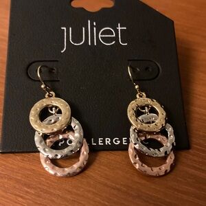 Juliet Gold, Silver, and Rose Dangle Earrings